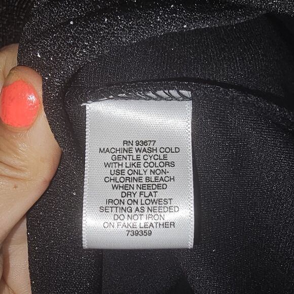 Liz Claiborne Sheath Ponte Dress Size XL Black/Gray Faux Leather + Tweed Detail - Picture 4 of 6